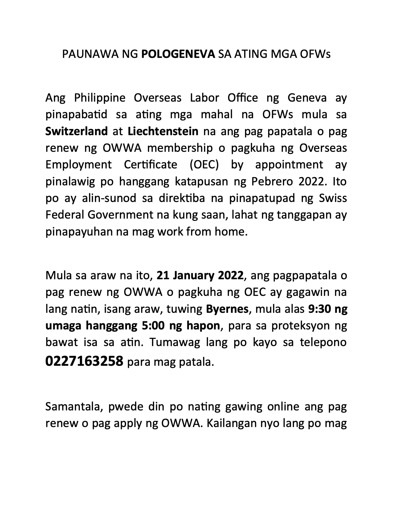 1PAUNAWA NG POLO GENEVA SA ATING MGA OFWs